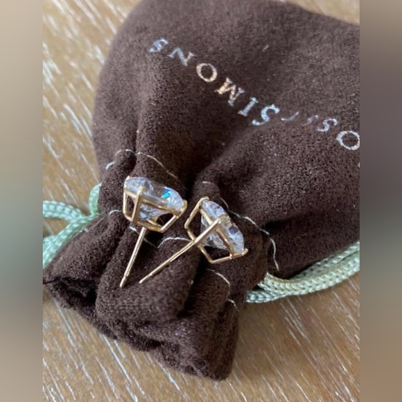 Cubic Zirconia 5 carat 14k gold earrings - Picture 2 of 4